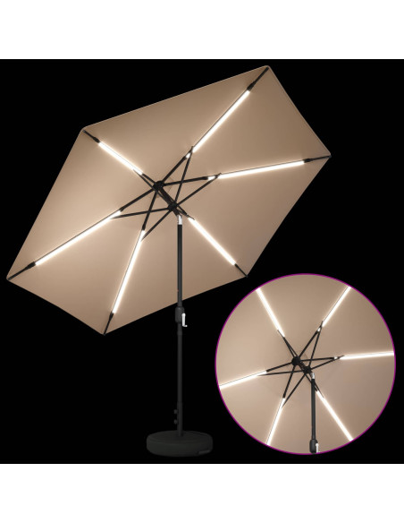 Parasol da Giardino con Luci LED 300 x 300 cm Poliestere