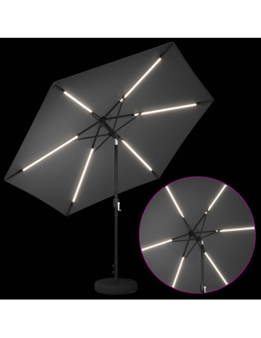 Parasol da Giardino con Luci LED 300 x 300 cm Poliestere