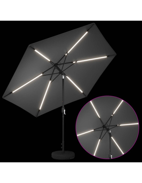 Parasol da Giardino con Luci LED 300 x 300 cm Poliestere
