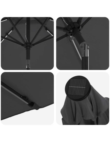 Parasol da Giardino con Luci LED 300 x 300 cm Poliestere