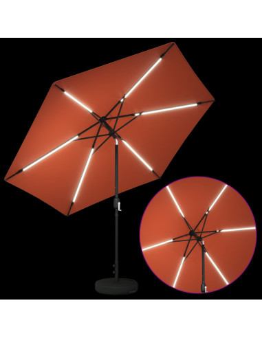Parasol da Giardino con Luci LED 300 x 300 cm Poliestere