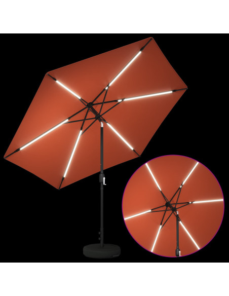 Parasol da Giardino con Luci LED 300 x 300 cm Poliestere