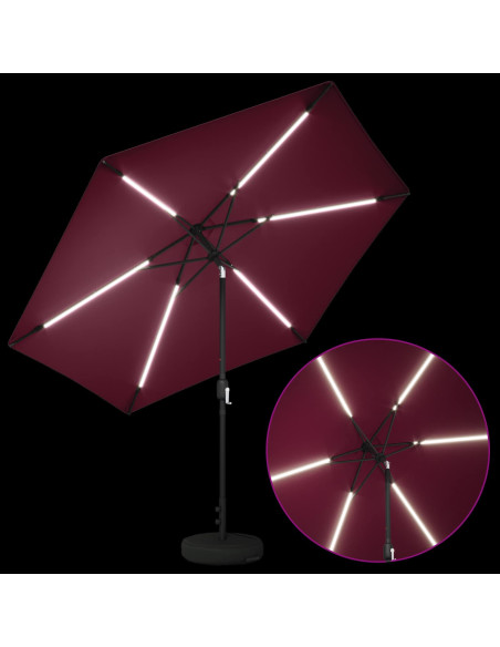 Parasol da Giardino con Luci LED 300 x 300 cm Poliestere