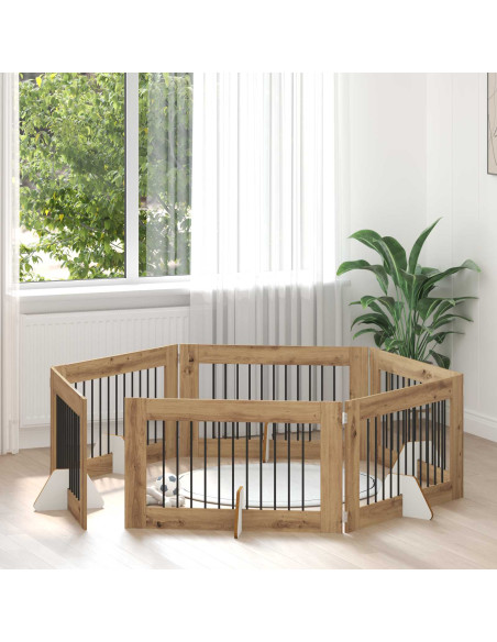 Cancello per cani con supporti 6 pcs Rovere Artigianale