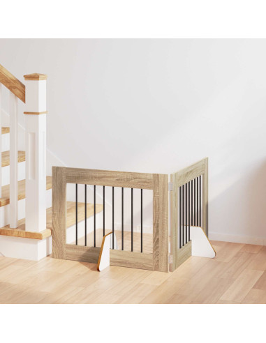 Cancello per cani con supporti 2 pcs Rovere Sonoma 80 x 60 cm