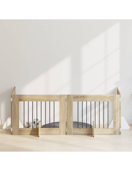 Cancello per cani con supporti 4 pcs Rovere Sonoma 80 x 60 cm