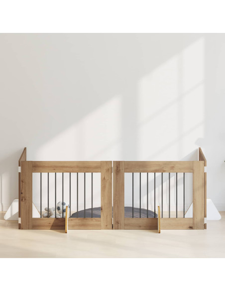 Cancello per cani con supporti 4 pcs Rovere Artigianale