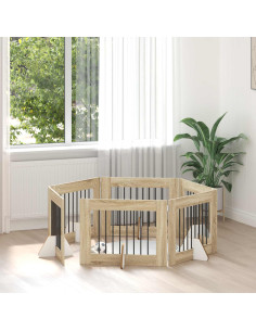 Cancello per cani con supporti 6 pcs Rovere Sonoma 80 x 60 cm