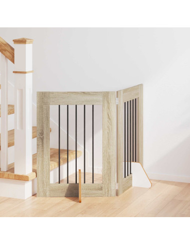 Cancello per cani con supporti 2 pcs Rovere Sonoma 60 x 60 cm