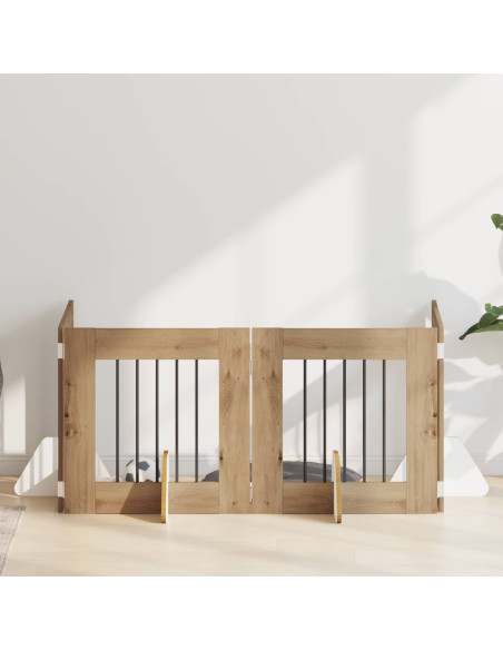 Cancello per cani con supporti 4 pcs Rovere Artigianale