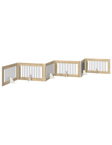 Cancello per cani con supporti 6 pcs Rovere Sonoma 100 x 60 cm