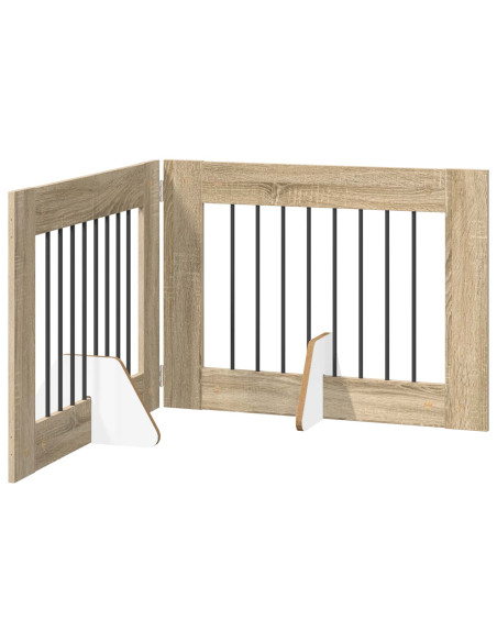 Cancello per cani con supporti 2 pcs Rovere Sonoma 80 x 60 cm