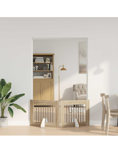 Cancello per cani con supporti 2 pcs Rovere Sonoma 80 x 60 cm