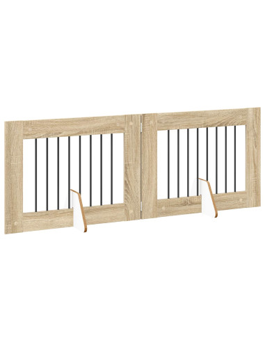 Cancello per cani con supporti 2 pcs Rovere Sonoma 80 x 60 cm