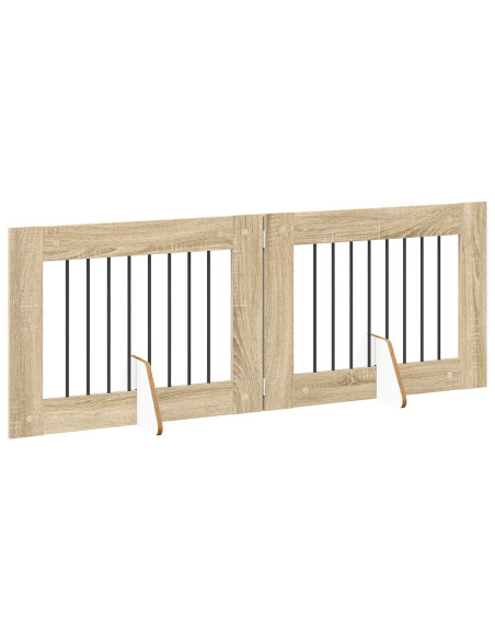 Cancello per cani con supporti 2 pcs Rovere Sonoma 80 x 60 cm