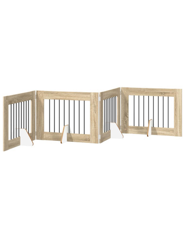 Cancello per cani con supporti 4 pcs Rovere Sonoma 80 x 60 cm