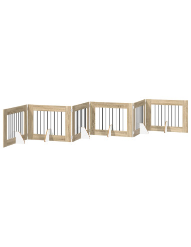 Cancello per cani con supporti 6 pcs Rovere Sonoma 80 x 60 cm