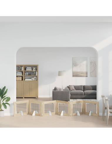 Cancello per cani con supporti 6 pcs Rovere Sonoma 80 x 60 cm