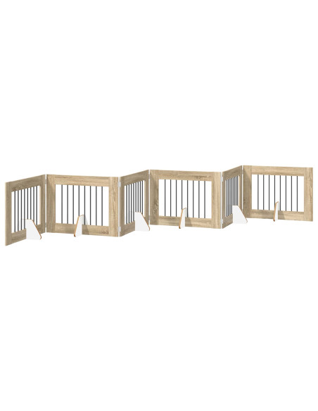 Cancello per cani con supporti 6 pcs Rovere Sonoma 80 x 60 cm