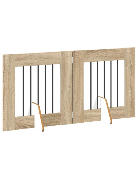 Cancello per cani con supporti 2 pcs Rovere Sonoma 60 x 60 cm