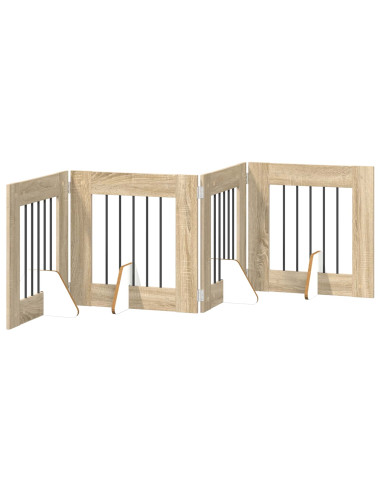 Cancello per cani con supporti 4 pcs Rovere Sonoma 60 x 60 cm