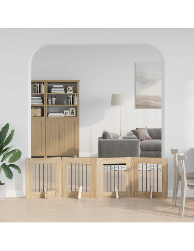 Cancello per cani con supporti 4 pcs Rovere Sonoma 60 x 60 cm