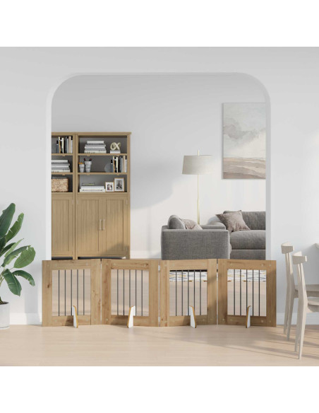 Cancello per cani con supporti 4 pcs Rovere Artigianale