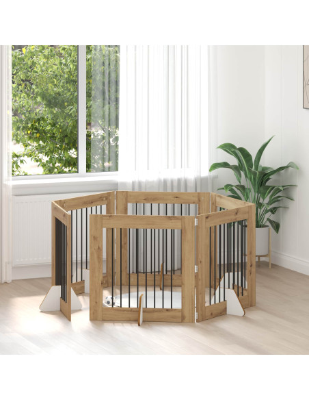 Cancello per cani con supporti 6 pcs Rovere Artigianale