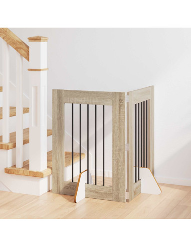 Cancello per cani con supporti 2 pcs Rovere Sonoma 60 x 80 cm