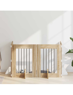 Cancello per cani con supporti 4 pcs Rovere Sonoma 60 x 80 cm