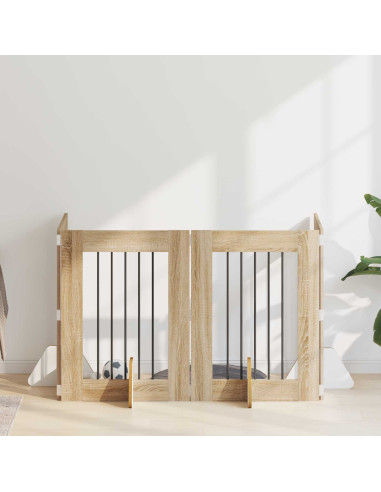 Cancello per cani con supporti 4 pcs Rovere Sonoma 60 x 80 cm