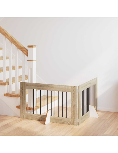 Cancello per cani con supporti 2 pcs Rovere Sonoma 100 x 60 cm