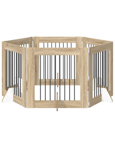 Cancello per cani con supporti 6 pcs Rovere Sonoma 80 x 80 cm 2