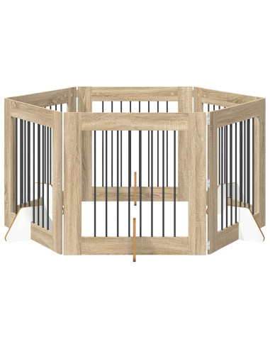 Cancello per cani con supporti 6 pcs Rovere Sonoma 80 x 80 cm