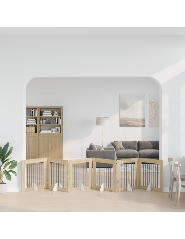 Cancello per cani con supporti 6 pcs Rovere Sonoma 80 x 80 cm