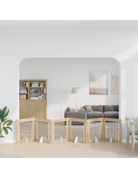 Cancello per cani con supporti 6 pcs Rovere Sonoma 80 x 80 cm