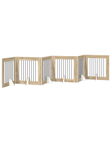 Cancello per cani con supporti 6 pcs Rovere Sonoma 80 x 80 cm
