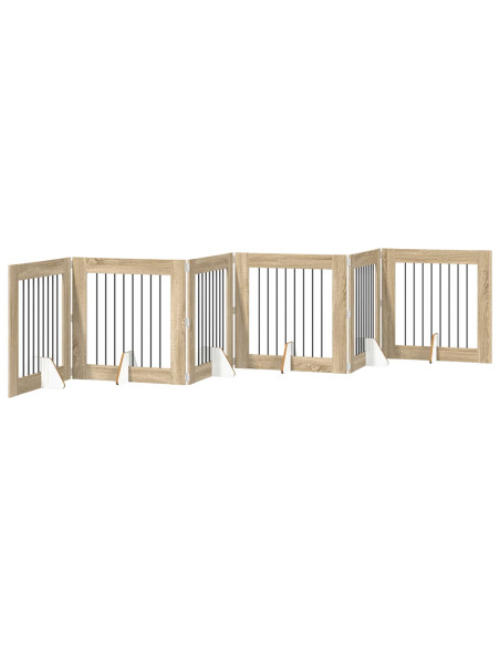 Cancello per cani con supporti 6 pcs Rovere Sonoma 80 x 80 cm