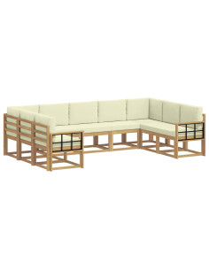 Set di divani da esterno con cuscino 9 pcs Bianco e Crema 2