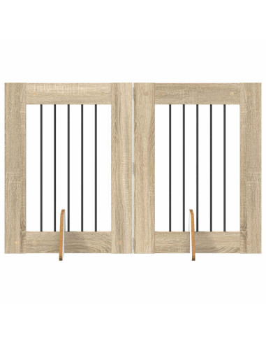 Cancello per cani con supporti 2 pcs Rovere Sonoma 60 x 80 cm