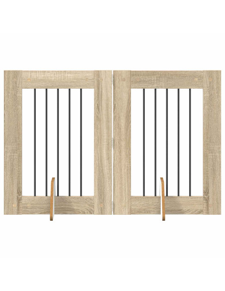Cancello per cani con supporti 2 pcs Rovere Sonoma 60 x 80 cm