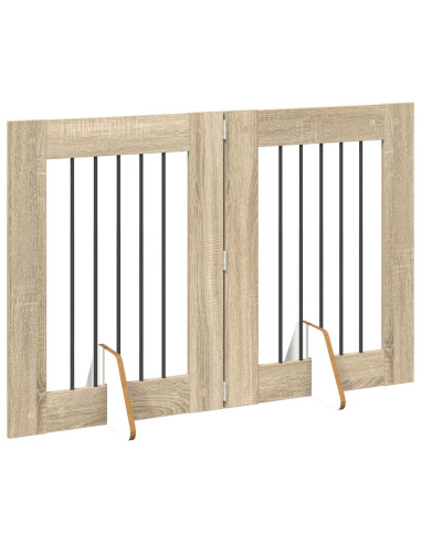 Cancello per cani con supporti 2 pcs Rovere Sonoma 60 x 80 cm