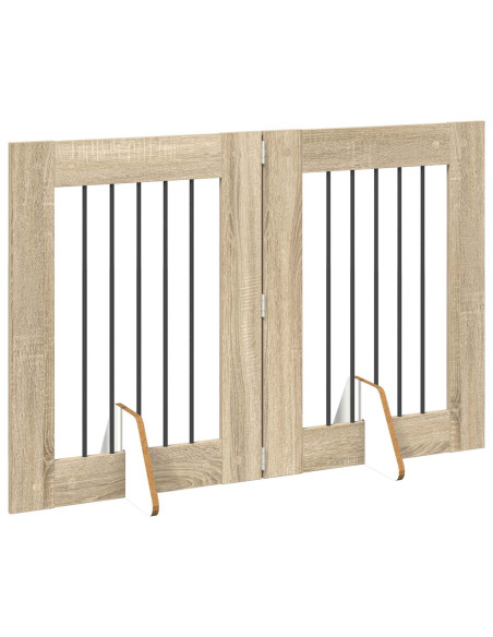 Cancello per cani con supporti 2 pcs Rovere Sonoma 60 x 80 cm