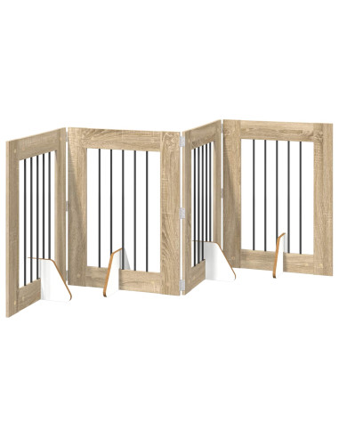 Cancello per cani con supporti 4 pcs Rovere Sonoma 60 x 80 cm
