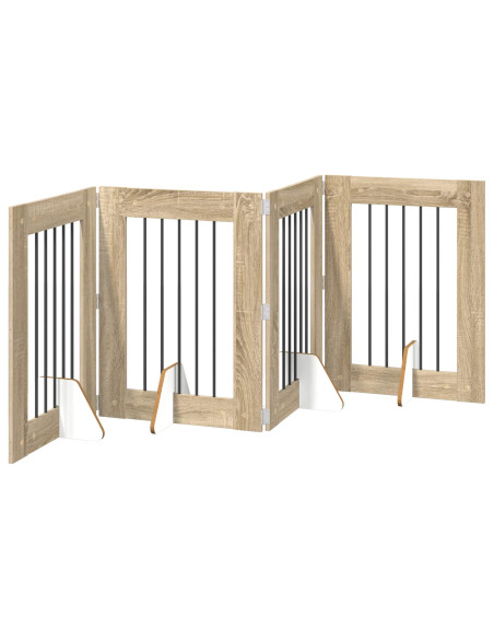 Cancello per cani con supporti 4 pcs Rovere Sonoma 60 x 80 cm