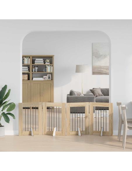 Cancello per cani con supporti 4 pcs Rovere Sonoma 60 x 80 cm
