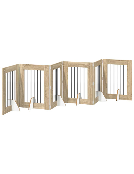 Cancello per cani con supporti 6 pcs Rovere Sonoma 60 x 80 cm