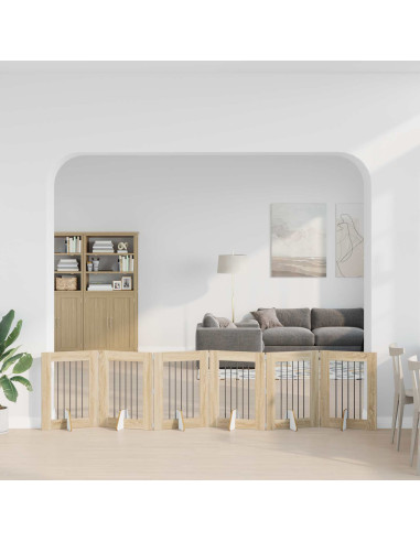 Cancello per cani con supporti 6 pcs Rovere Sonoma 60 x 80 cm