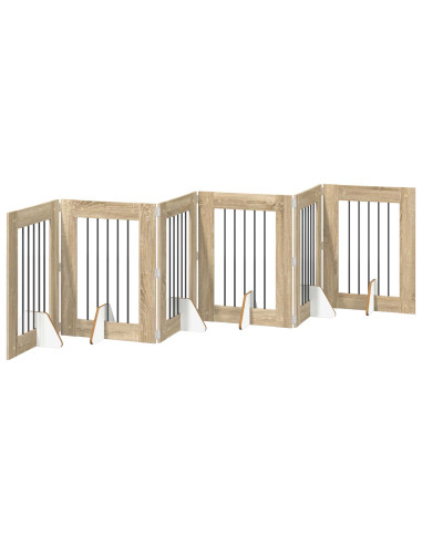 Cancello per cani con supporti 6 pcs Rovere Sonoma 60 x 80 cm