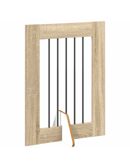 Cancello per cani con supporti 6 pcs Rovere Sonoma 60 x 80 cm